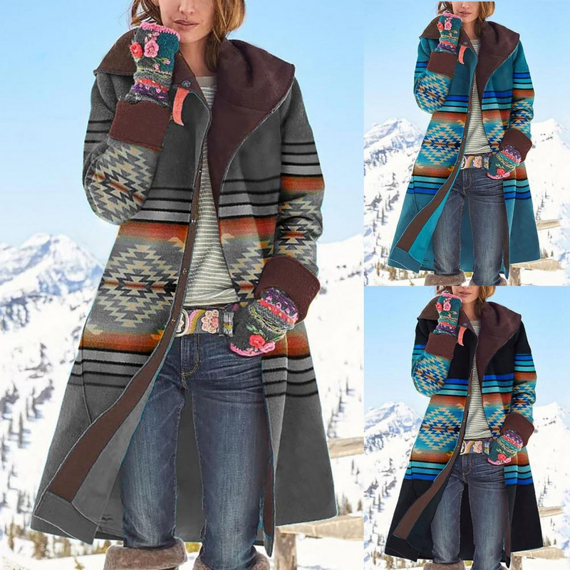 Paltoane elegante pentru doamnă, cu un singur piept, îmbrăcăminte confortabilă, stil etnic, ocazional, șal largi, paltoane vintage pentru ținută zilnică
