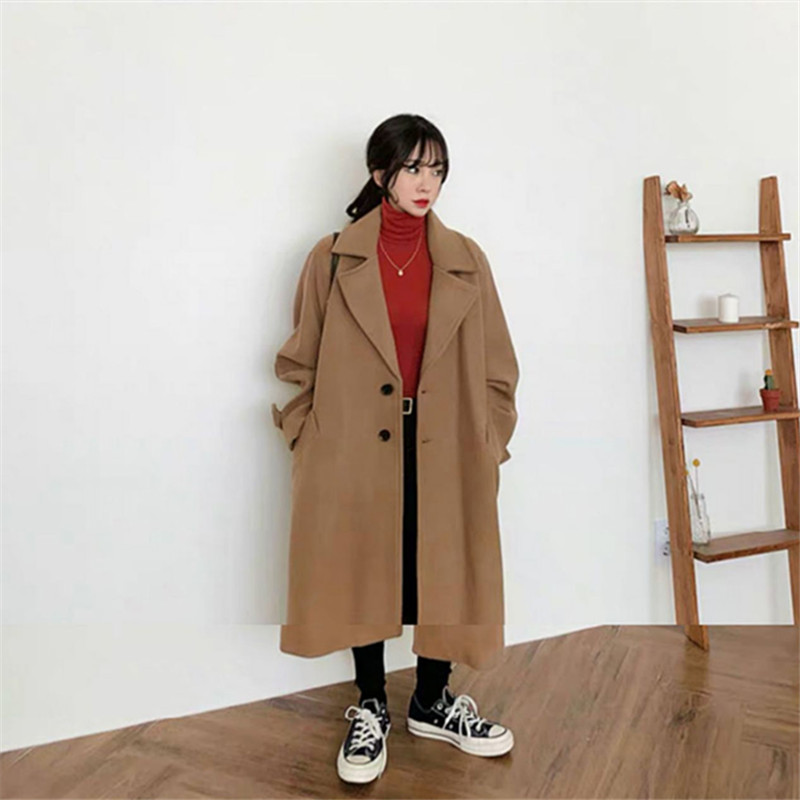 2023 Jesen Zima Novi vuneni kaput Ženski korejski Femme crna jakna od divlje vune Ženski modni dugi široki ženski kaput S2284