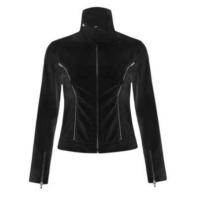 Ženska ležerna jakna Vintage dugih rukava, samostojeći ovratnik, patentni zatvarač, jednobojna, hladna jesenja odjeća, ulična odjeća, jesenske majice Y2k