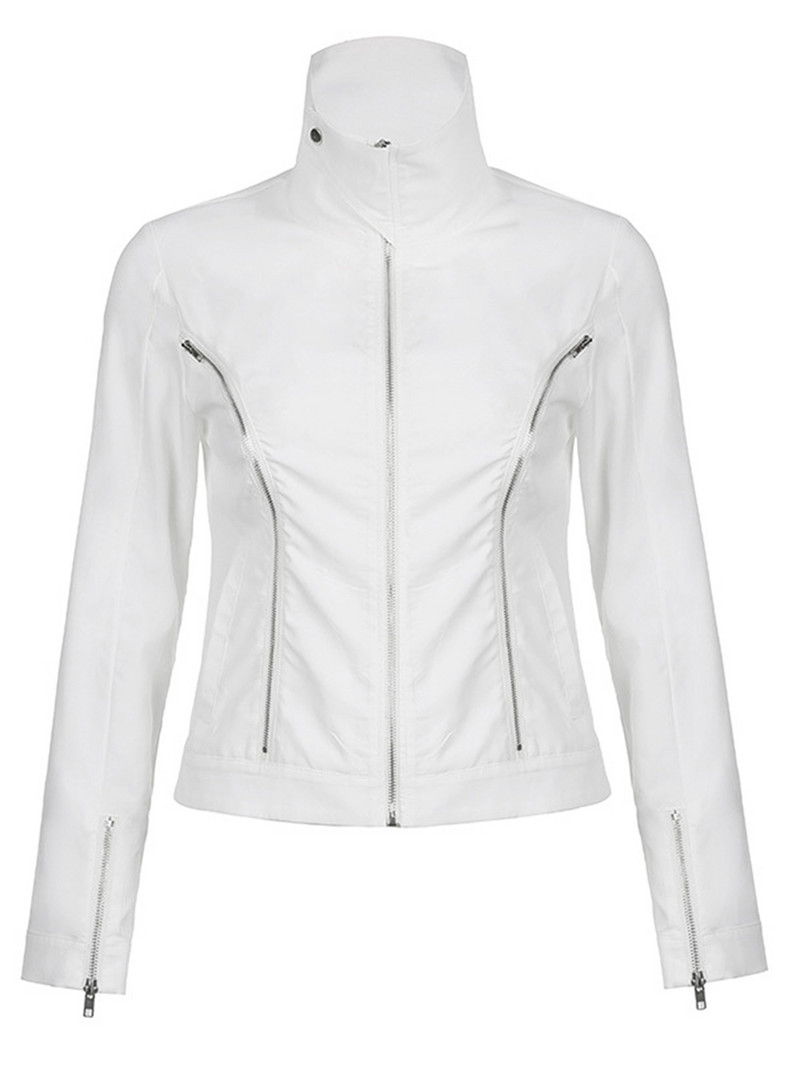 Ženska ležerna jakna Vintage dugih rukava, samostojeći ovratnik, patentni zatvarač, jednobojna, hladna jesenja odjeća, ulična odjeća, jesenske majice Y2k