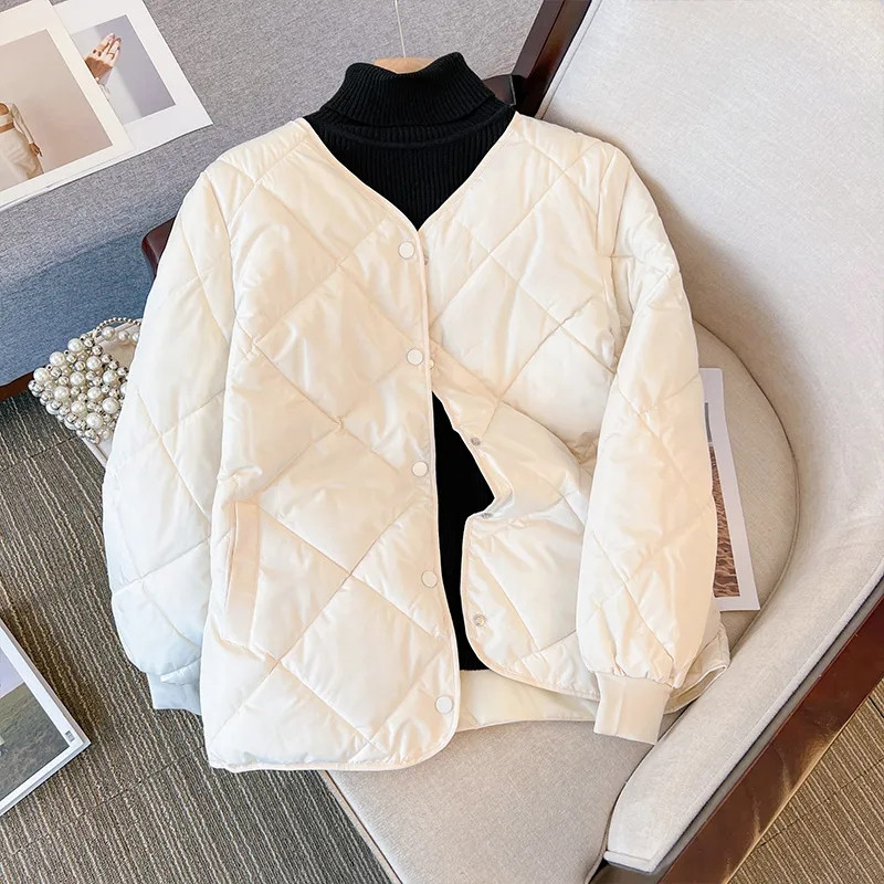 2023. Jesen Zima Nova jakna Ženska puhasta pamučna jakna Lagana topla labava pamučno podstavljena jakna Ležerna crna gornja odjeća Ženska