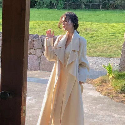 Jauns modes piebalss vilnas mētelis sievietēm rudenī un ziemā, jauns stils, augstas kvalitātes, ikdienišķa, biezāka vilnas mēteļa tendence