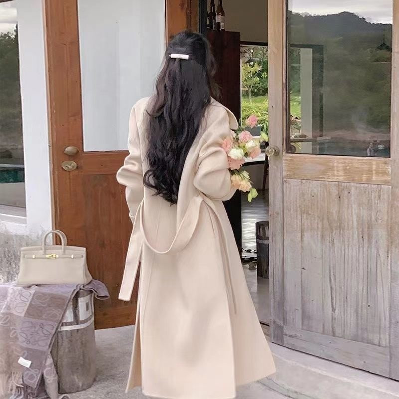 Jauns modes piebalss vilnas mētelis sievietēm rudenī un ziemā, jauns stils, augstas kvalitātes, ikdienišķa, biezāka vilnas mēteļa tendence