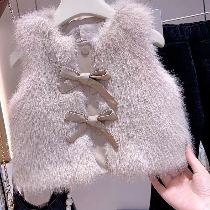 Vesta de blana fete, toamna si iarna noua vesta ingrosata stil strain pentru copii, geaca umar