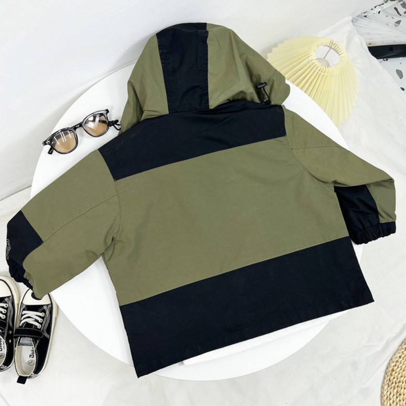 Gornja odjeća za dječake Proljetna i jesenska jakna i kaput Kaput s kapuljačom Modni stil Top