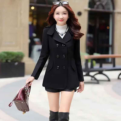 Jachetă de lână de primăvară, toamnă 2023, pentru femei, paltoane cu piept dublu, pardesiu elegant, haină de bază, buzunare, haină de iarnă amestecată de lână, topuri