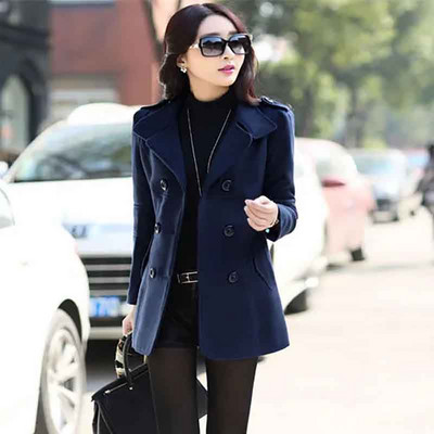 Jachetă de lână de primăvară, toamnă 2023, pentru femei, paltoane cu piept dublu, pardesiu elegant, haină de bază, buzunare, haină de iarnă amestecată de lână, topuri