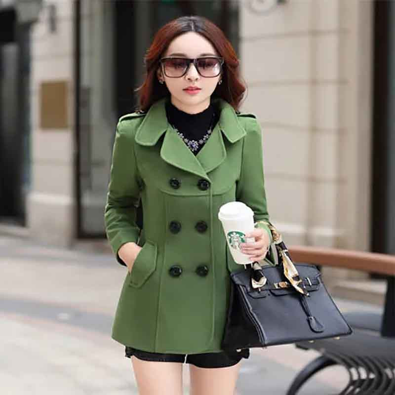 Jachetă de lână de primăvară, toamnă 2023, pentru femei, paltoane cu piept dublu, pardesiu elegant, haină de bază, buzunare, haină de iarnă amestecată de lână, topuri