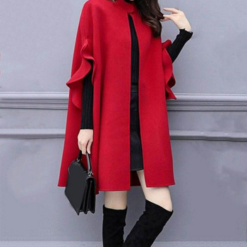 Κομψό Pure Color Ζακέτα Lady Cloak Coat Μακρυμάνικο Φθινοπωρινό Παλτό Αντιρυτιδικό Lady Cape Coat για αγορές