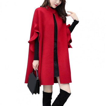 Κομψό Pure Color Ζακέτα Lady Cloak Coat Μακρυμάνικο Φθινοπωρινό Παλτό Αντιρυτιδικό Lady Cape Coat για αγορές