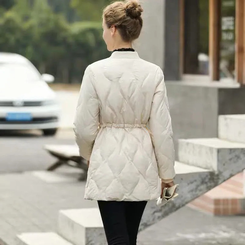 Palton din bumbac pentru femei 2022, toamnă iarnă, jachetă ușoară, cu lungime medie, subțire, pardesiu coreean, culoare solidă, pardesiu cald