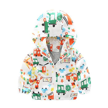 Toddler Kids Baby Boys Car Print Jacket με φερμουάρ Αντιανεμικό παλτό