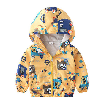 Toddler Kids Baby Boys Car Print Jacket με φερμουάρ Αντιανεμικό παλτό