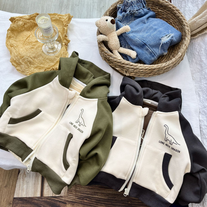 23 Toamnă Nouă Îmbrăcăminte Copii Băiat Glugă Fermoar Jachetă Copii Drăguț Decupat