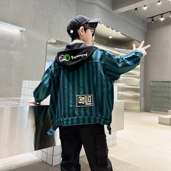 2023 Korean New 4-14 Yrs Boys Jackets Ανοιξιάτικα Λεπτή καμπαρντίνα Τζιν μπουφάν Παιδικά ρούχα Casual Fashion Τζιν μπουφάν με κουκούλα