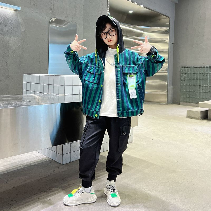 2023 jachete coreene pentru băieți 4-14 ani, primăvară trenci subțire, jachetă de blugi, haine pentru copii, jachetă de blugi cu glugă la modă ocazională