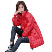 Jachetă din bumbac cu partea strălucitoare în jos pentru femei, cu lungime medie, 2022, parkas pentru femei, haină coreeană largi de iarnă, jachetă puf cu guler