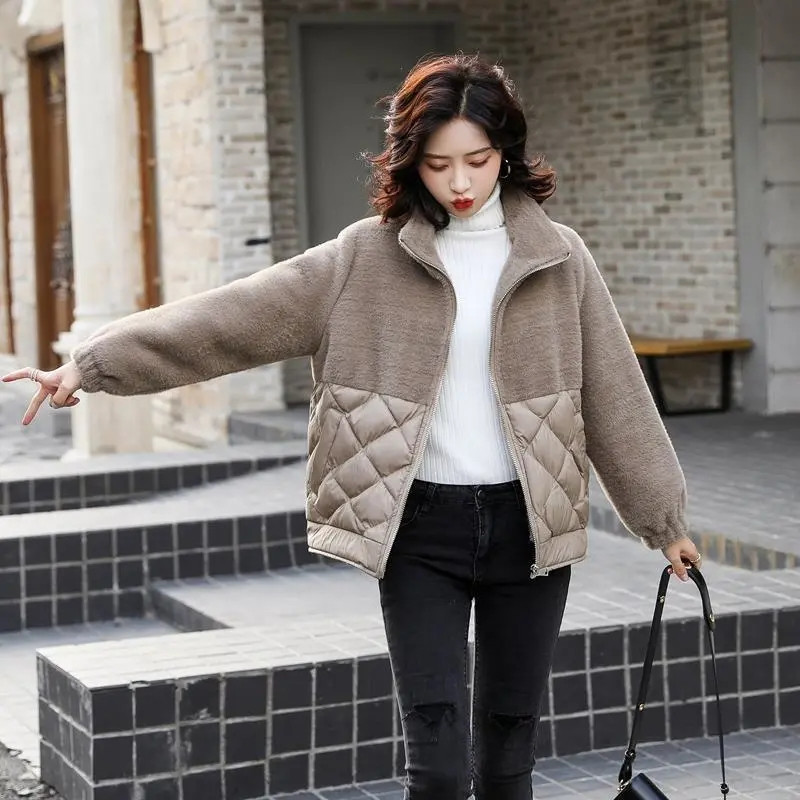 Jachetă scurtă de iarnă pentru femei 2022, nouă haină din bumbac, haină coreeană largi pe mozaic, toamnă, cu fermoar, parka pentru femei