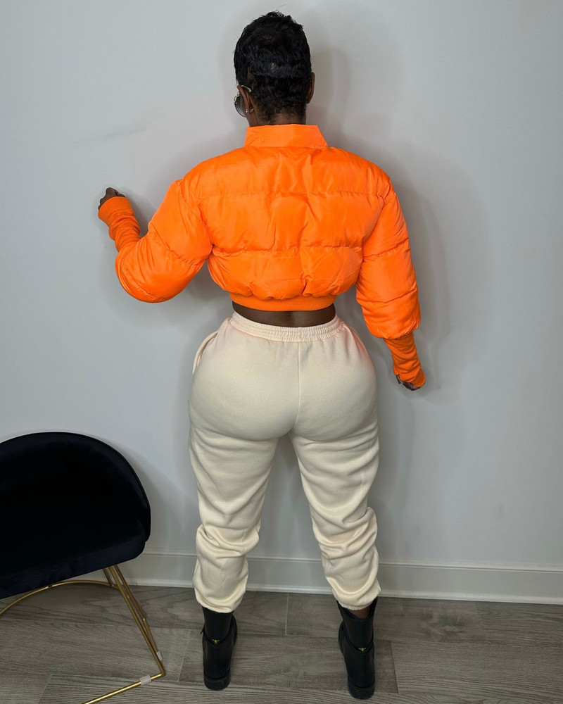 Modni damski jesen-zima, novi topli, debeli, kratki baloner s mjehurićima s patentnim zatvaračem, ženska pufer jakna sa stalkom za odjeću i ovratnikom