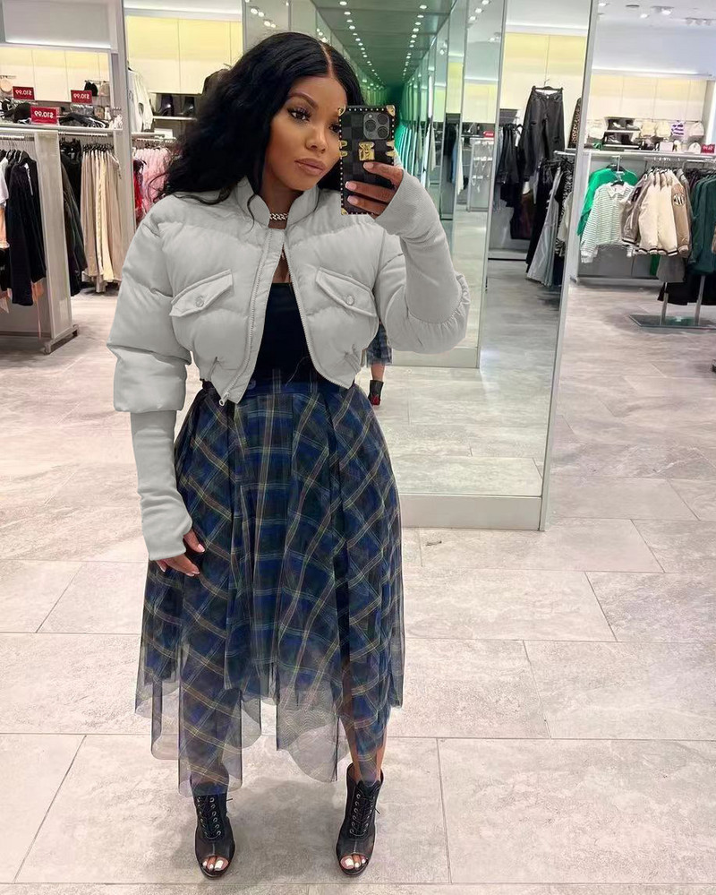 Modni damski jesen-zima, novi topli, debeli, kratki baloner s mjehurićima s patentnim zatvaračem, ženska pufer jakna sa stalkom za odjeću i ovratnikom