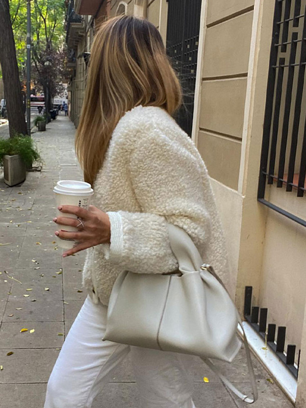 Sieviešu rudens, bieza pūkaina, apgriezta jaka, 2023. gada ziemas kažokāda