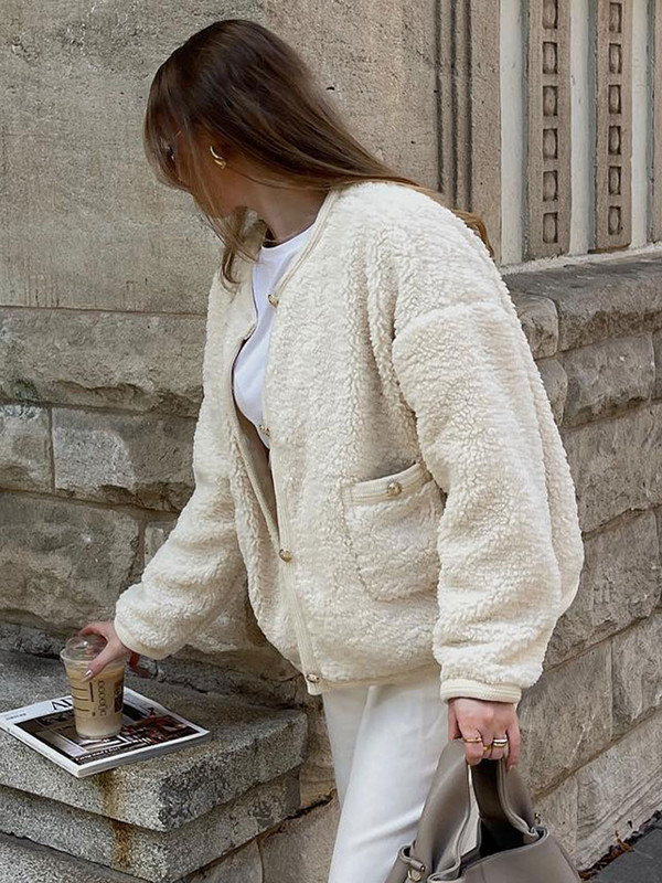 Sieviešu rudens, bieza pūkaina, apgriezta jaka, 2023. gada ziemas kažokāda