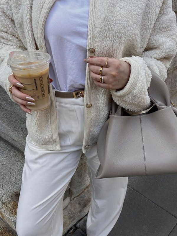 Sieviešu rudens, bieza pūkaina, apgriezta jaka, 2023. gada ziemas kažokāda