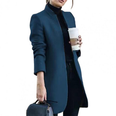 Jachetă elegantă Jachetă cu mânecă lungă, moale, de culoare solidă, haină lungă, ocazională, haină ușoară pentru femei