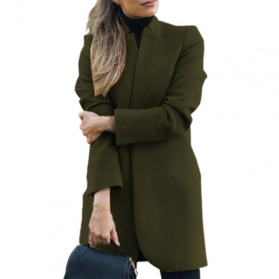 Jachetă elegantă Jachetă cu mânecă lungă, moale, de culoare solidă, haină lungă, ocazională, haină ușoară pentru femei