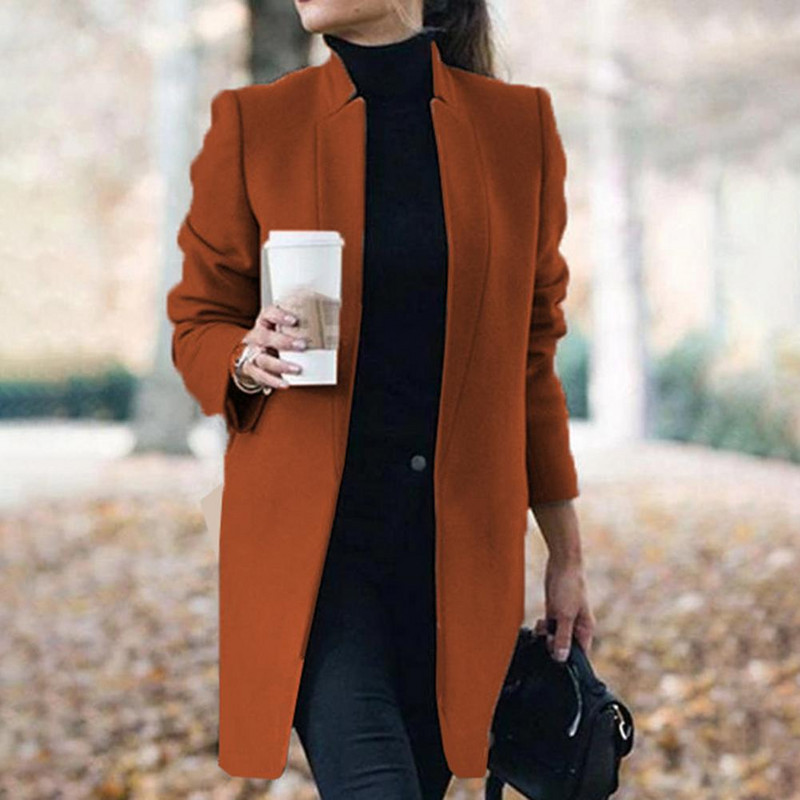 Jachetă elegantă Jachetă cu mânecă lungă, moale, de culoare solidă, haină lungă, ocazională, haină ușoară pentru femei