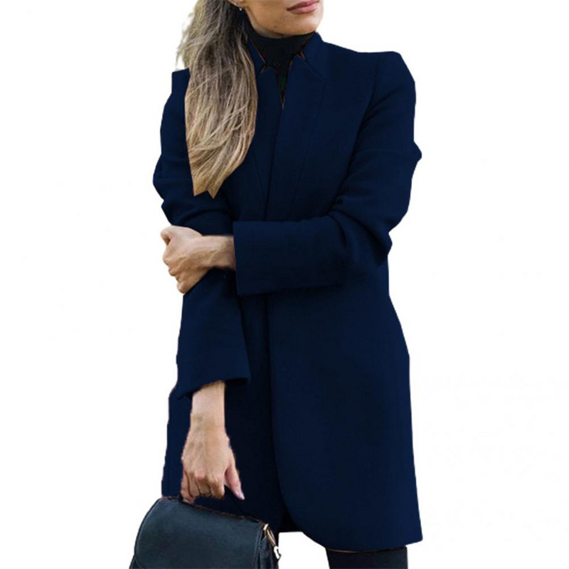 Jachetă elegantă Jachetă cu mânecă lungă, moale, de culoare solidă, haină lungă, ocazională, haină ușoară pentru femei