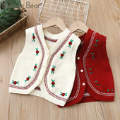 Humor Bear Bērnu Džemperi Bez piedurknēm Pavasaris Rudens Korejiešu V-Nec Meitenes Trikotāžas Vestes Džemperis Bērnu Jaciņas Topi