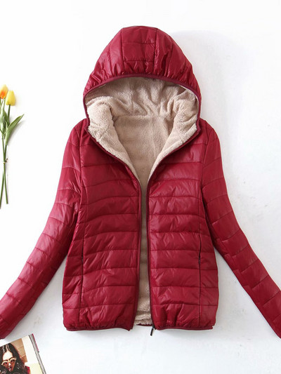 Jachetă de damă din bumbac, nou în mod coreeană, cu glugă, subțire, adaugă parka de pluș, păstrează căldura iarnă, haină rece de damă, plină de topuri casual