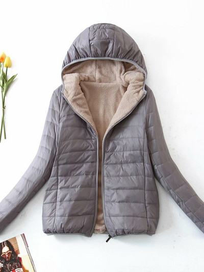 Jachetă de damă din bumbac, nou în mod coreeană, cu glugă, subțire, adaugă parka de pluș, păstrează căldura iarnă, haină rece de damă, plină de topuri casual