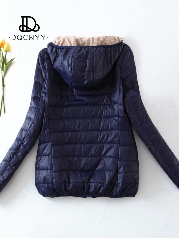 Jachetă de damă din bumbac, nou în mod coreeană, cu glugă, subțire, adaugă parka de pluș, păstrează căldura iarnă, haină rece de damă, plină de topuri casual