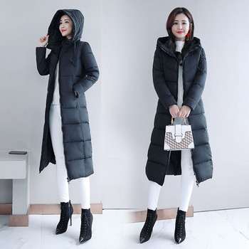 Зимни тънки якета с качулка Дамски удебелени топли дълги чакета Корейски голям размер 5xl Casaco Памучни палта с подплата Нови Abrigos