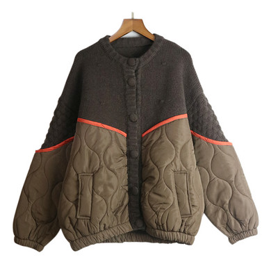 Pulover cu îmbinare pentru femei, jachetă din bumbac, toamnă iarnă, tricotat îngroșat, cardigan, haină largi pentru femei