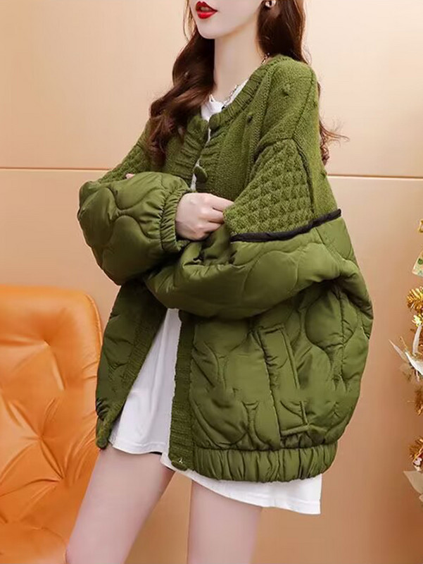 Pulover cu îmbinare pentru femei, jachetă din bumbac, toamnă iarnă, tricotat îngroșat, cardigan, haină largi pentru femei