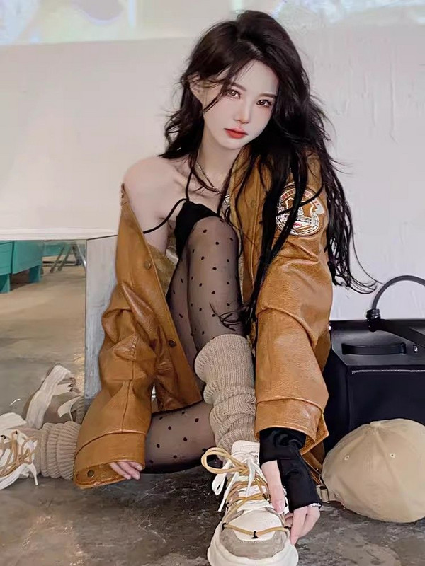 Zimske jakne za žene 2023 Hot Girl Američki kaput PU kožna jakna Novo u gornjoj odjeći Jesen i zima Tanki bomber kaputi