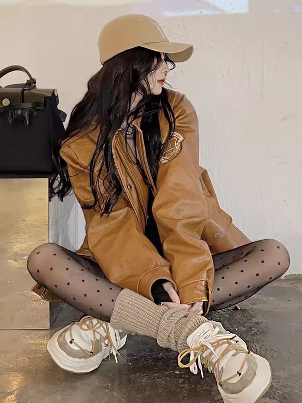 Zimske jakne za žene 2023 Hot Girl Američki kaput PU kožna jakna Novo u gornjoj odjeći Jesen i zima Tanki bomber kaputi