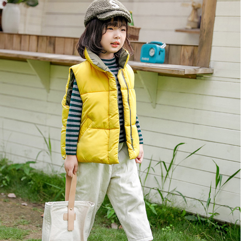 2023. gada rudens ziemas bērnu vestes Mēteļi 2–8 gadi silti vestes zēniem un meitenēm Krāsa Sarkana Dzeltena Mazo bērnu vestes Unisex