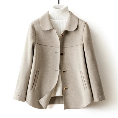 Primăvara toamnă, nou 2024, haină de catifea cu două fețe de calitate superioară, pentru femei, scurtă, subțire, la modă, temperament, haină de modă din lână pentru femei