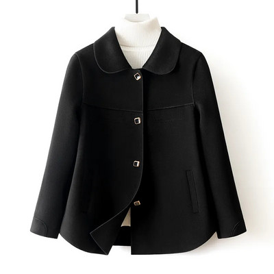 Primăvara toamnă, nou 2024, haină de catifea cu două fețe de calitate superioară, pentru femei, scurtă, subțire, la modă, temperament, haină de modă din lână pentru femei