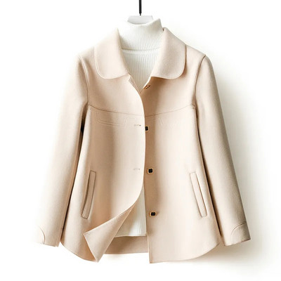 Primăvara toamnă, nou 2024, haină de catifea cu două fețe de calitate superioară, pentru femei, scurtă, subțire, la modă, temperament, haină de modă din lână pentru femei