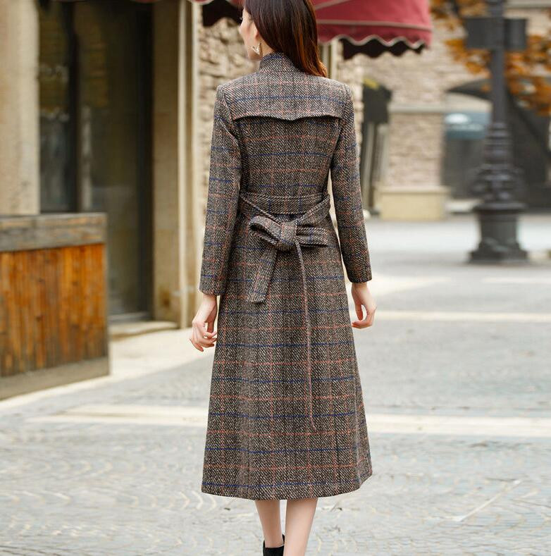 3xl visokokvalitetni ženski dugi uredski kaput jesen zima jakna s remenom s jednim kopčanjem luksuzni topli ženski debeli vuneni kaput ol top