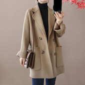 Nou în haină de iarnă, largi, guler răsturnat, buzunare laterale, cardigan rezistent la frig, pardesiu îngroșat pentru femei