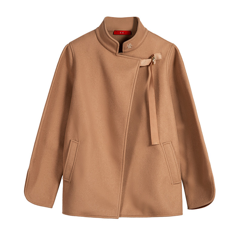 Novi ženski vuneni kratki kaput 2023. Jednobojne široke kratke jakne s džepovima Ženske mješavine High Street zimski vuneni kaputi za žene