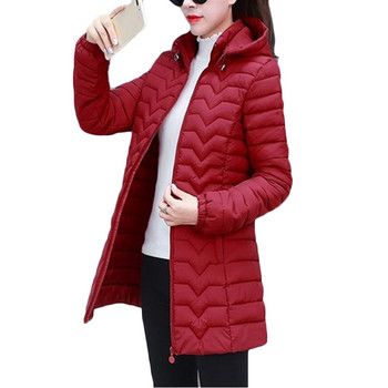 Ново леко тънко памучно яке Дамско есенно-зимно свободно топли памучни якета Модни дамски ежедневни паркове с качулка 6XL F748