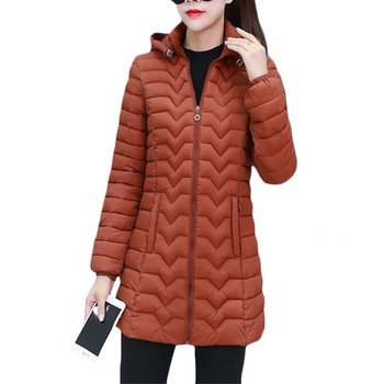 Ново леко тънко памучно яке Дамско есенно-зимно свободно топли памучни якета Модни дамски ежедневни паркове с качулка 6XL F748