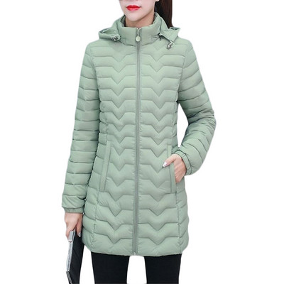 Nova lagana tanka pamučna jakna za žene Jesen Zima široke tople pamučne jakne Modne ženske ležerne parke s kapuljačom 6XL F748